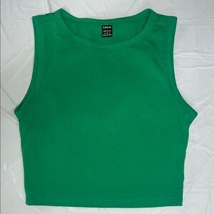 NWOT: SHEIN Vibrant Kelly Green Crew Neck Crop Top Tank Small